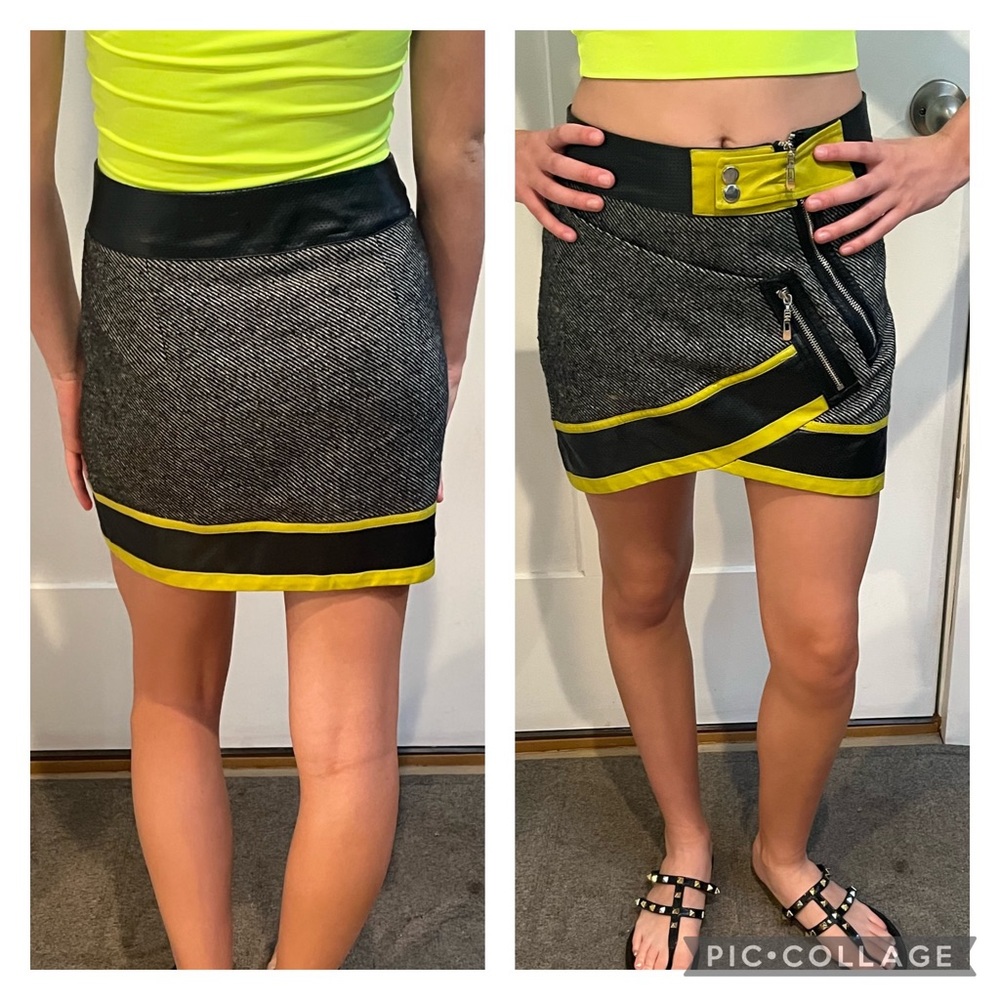 English Rose black, white and yellow skirt, size s